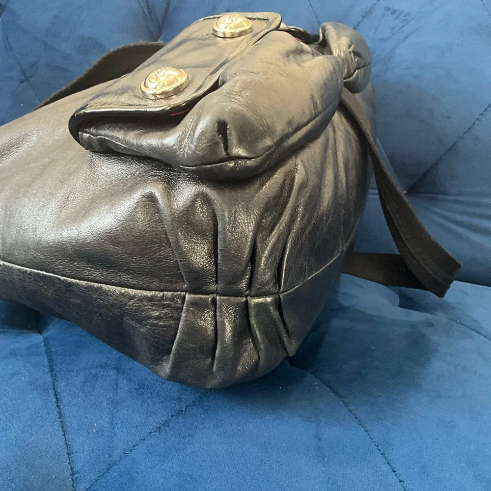 COACH 14561 POPPY BLACK LEATHER & PATENT LEATHER CROSSBODY HANDBAG